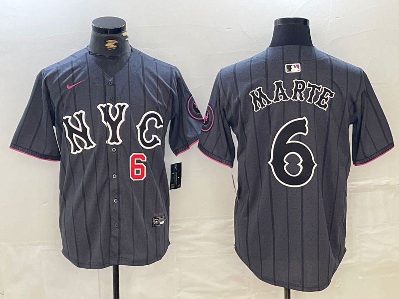 Men New York Mets #6 Marte Black City Edition 2024 Nike MLB Jersey style 3->new york mets->MLB Jersey